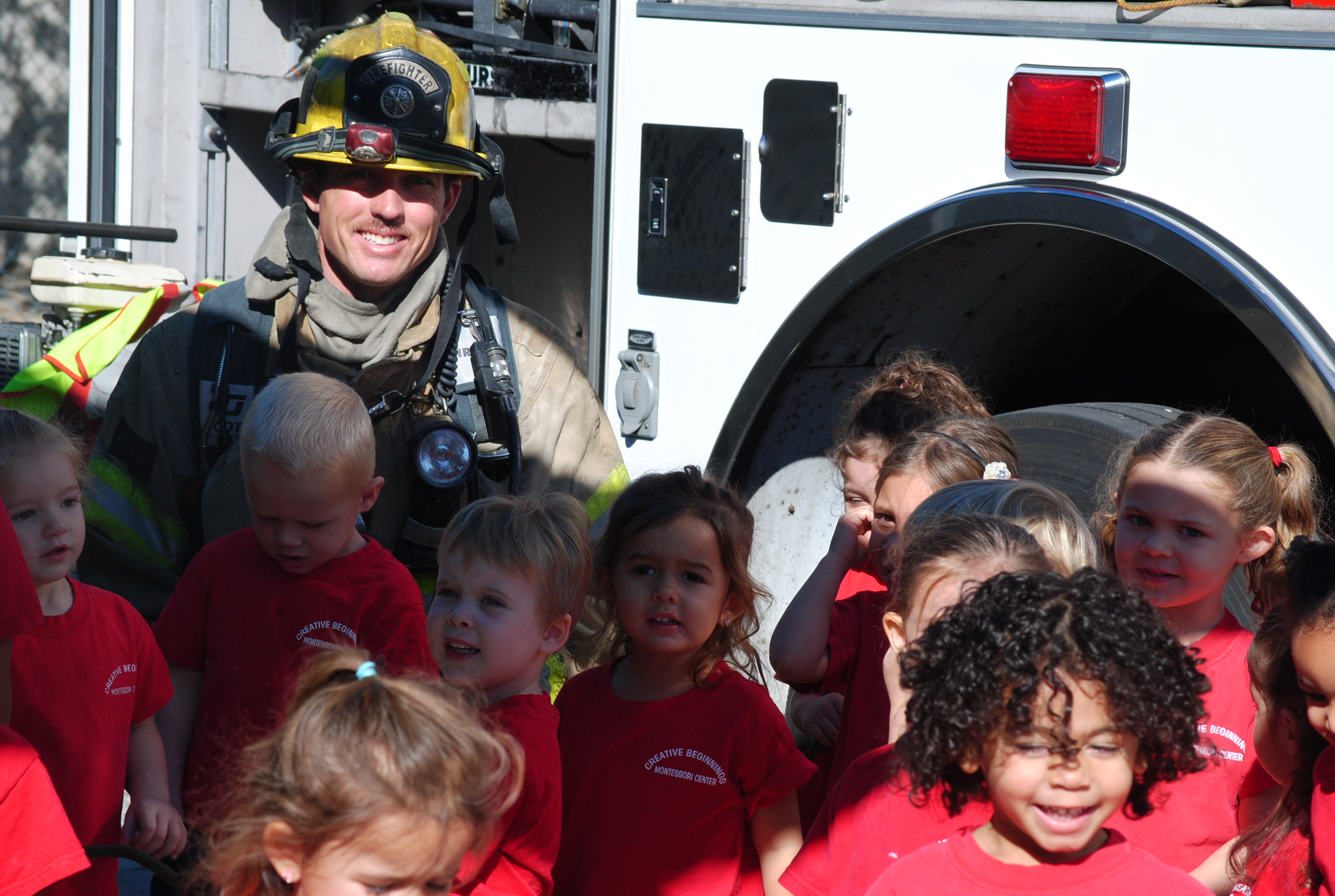 Firefighter with kids